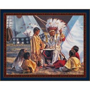 BUFFALO TALES - Native American - Fabric Quilt Panel - 100% Cotton Woven Fabric